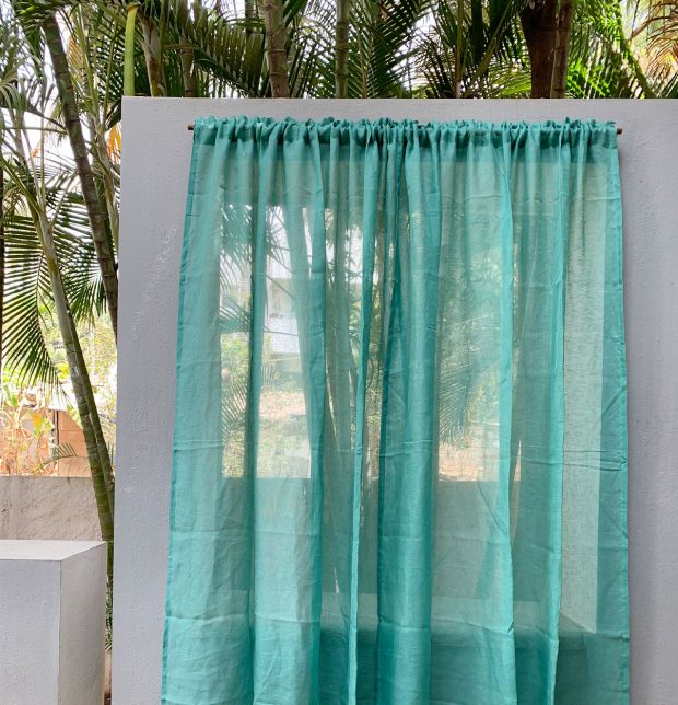 Linen Sheer Curtain Agate Green