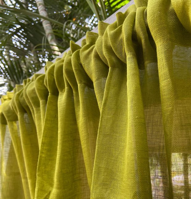 Customizable Linen Sheer Curtain - Oasis Green
