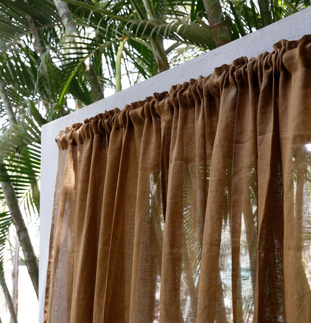 Linen Sheer Curtain Toffee Brown