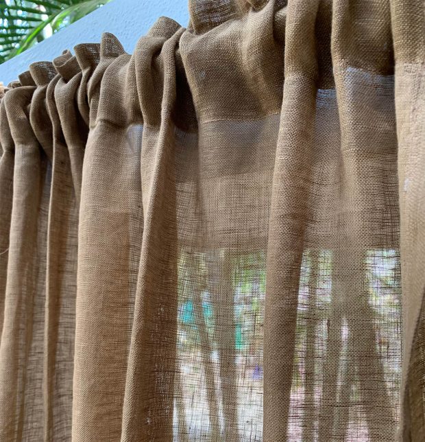 Customizable Linen Sheer Curtain - Toffee Brown