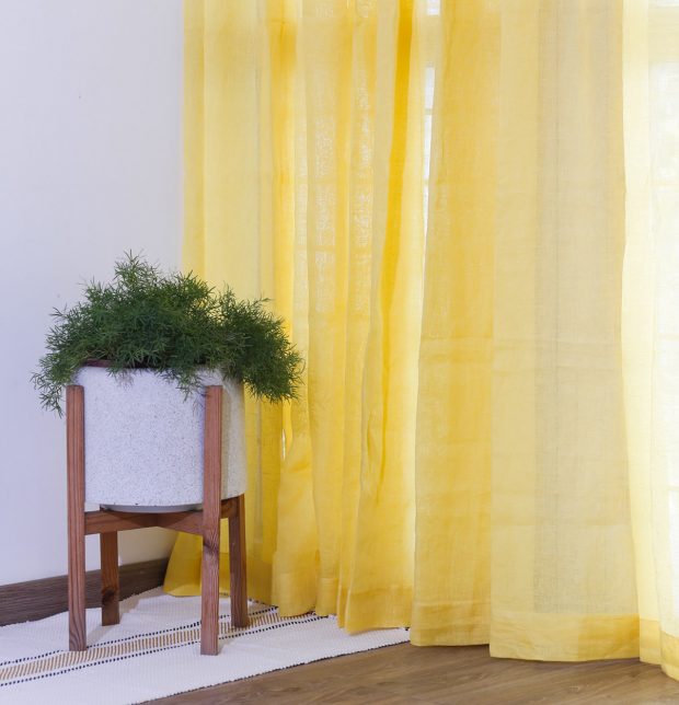 Customizable Linen Sheer Curtain - Custard Yellow