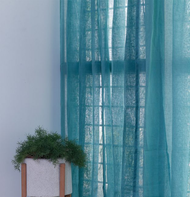 Customizable Linen Sheer Curtain - Agate Green