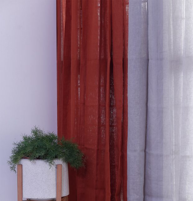 Linen Sheer Curtain Rust Orange