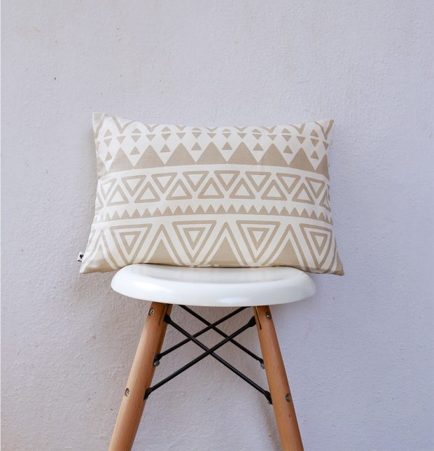 Customizable Cushion Cover, Cotton - Magic Triangle -  Safari Beige
