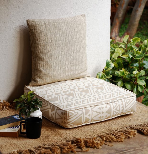 Customizable Floor Cushion, Cotton - Magic Triangle - Safari Beige