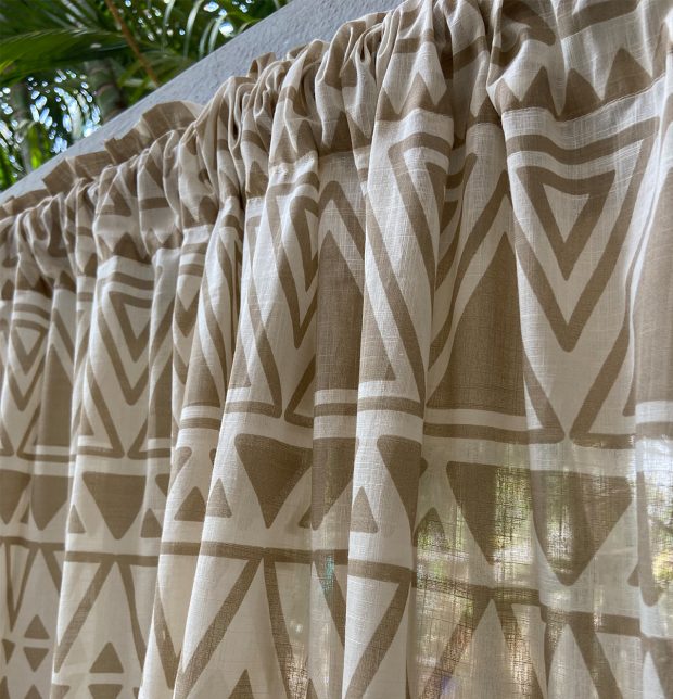 Customizable Slub Sheer Curtain, Cotton - Magic Triangle - Safari Beige