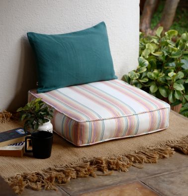 Pin Stripes Cotton Floor Cushion Multicolor