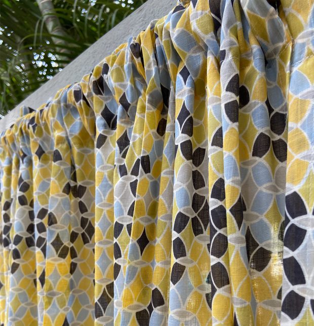 Retro Circles Slub Sheer Cotton Curtain Yellow