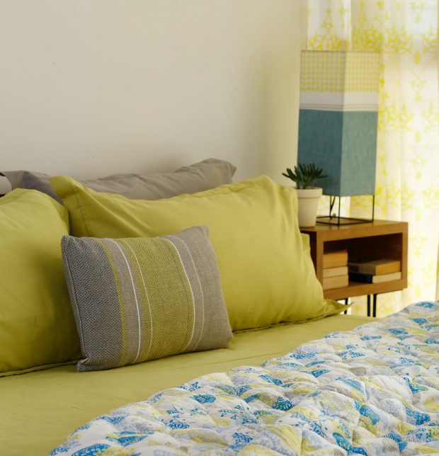 Solid Cotton Bed Sheet Lemon Green - With 2 pillow covers