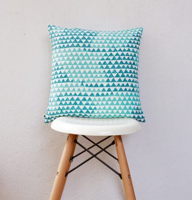 Star Triangle Cotton Cushion Cover Aqua Blue 16″ x 16″