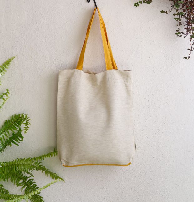 Textura Cotton Tote Bag Beige / Yellow