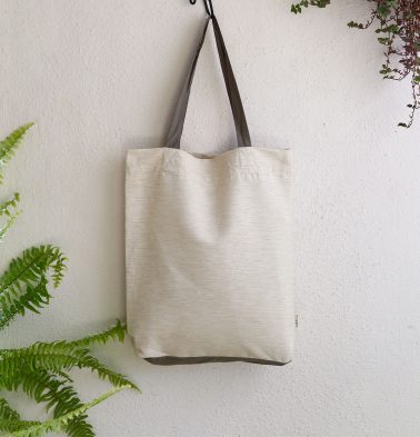 Textura Cotton Tote Bag Beige / Grey