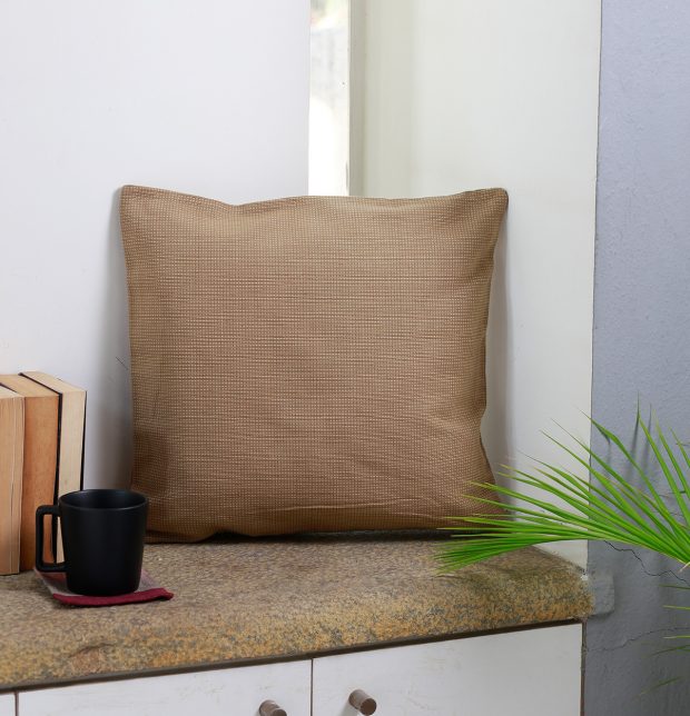 Handwoven Cotton Cushion cover Khaki Brown 18