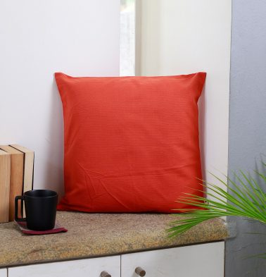 Solid Cotton Cushion cover Flame Orange 18″x18″