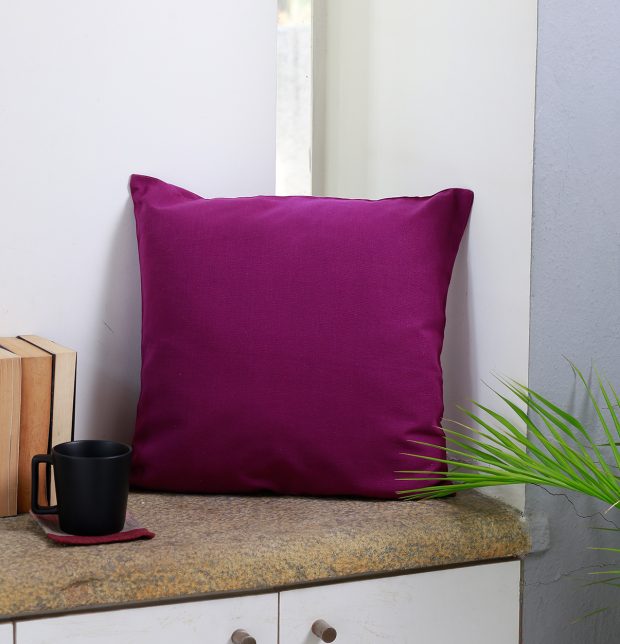 Solid Cotton Cushion cover Purple