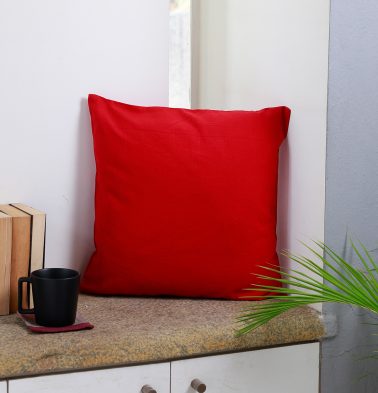 Solid Cotton Cushion cover Red 18″x18″