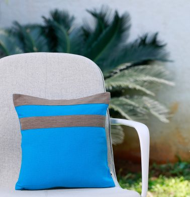 Stripe Cotton Cushion cover Blue/Beige 12x12