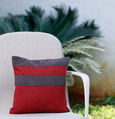 Textura Cotton Cushion Cover Maroon/Grey 12x12