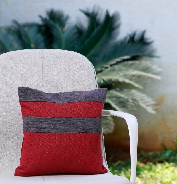 Textura Cotton Cushion Cover Maroon/Grey 12