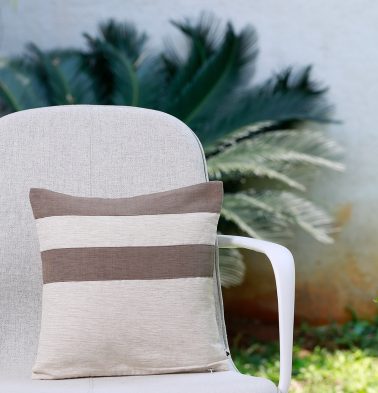 Textura Stripes Cotton Cushion Cover Beige/Brown 12x12