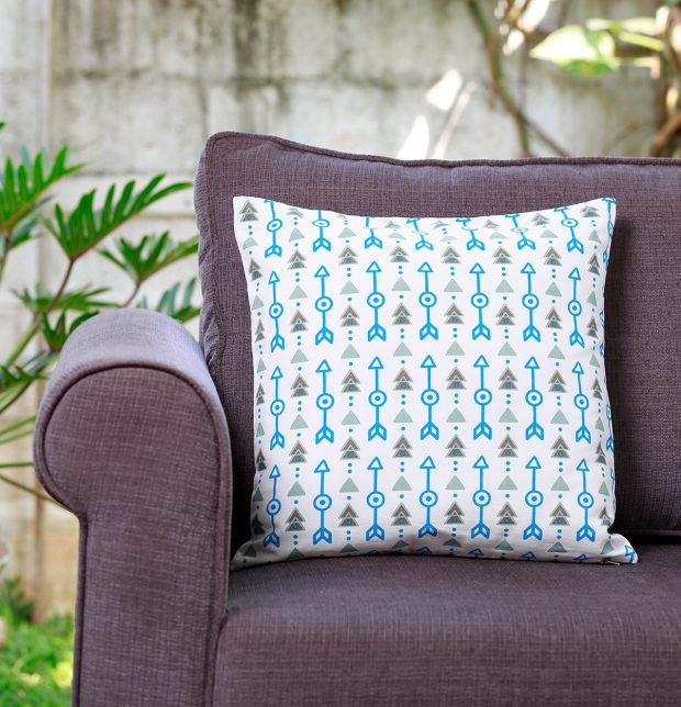 Aztec Arrows Cotton Cushion Cover Vivid Blue 16