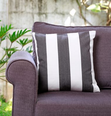 Cabana Stripes Cotton Cushion Cover Grey/White 16″x16″