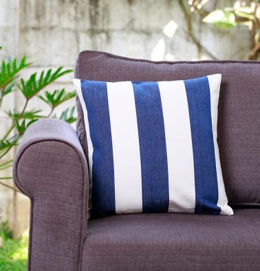 Cabana Stripes Cotton Cushion Cover Blue/White 16″x16″