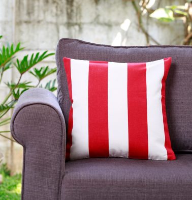 Cabana Stripes Cotton Cushion Cover Red/White 16″x16″