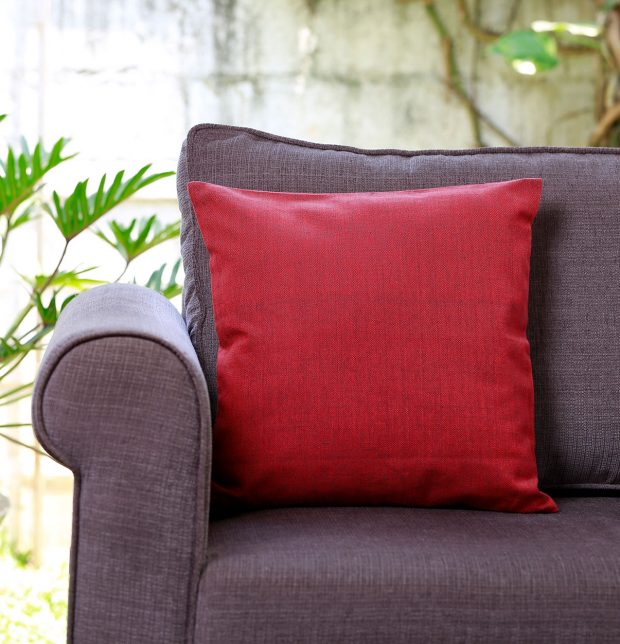Chambray Cotton Cushion cover Aurora Red 16