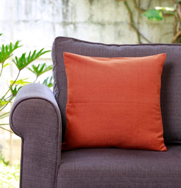Chambray Cotton Cushion cover Apricot Orange 16