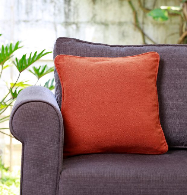 Chambray Cotton Cushion cover With Piping Apricot Orange 16