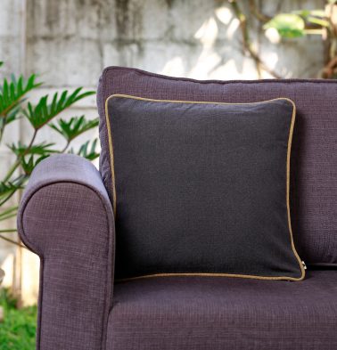 Chambray Cotton Cushion cover Grey/Mustard 16x16