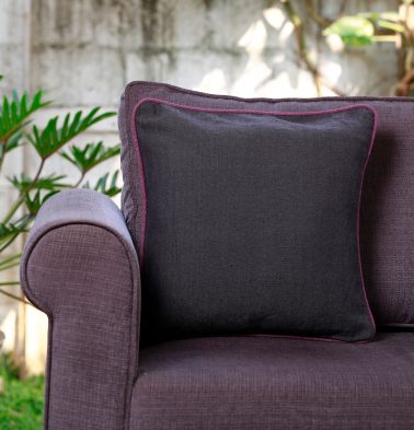 Chambray Cotton Cushion cover Grey/Purple 16x16