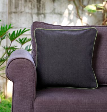 Chambray Cotton Cushion cover Grey/Green  16x16