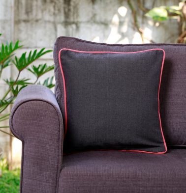 Chambray Cotton Cushion cover Grey/Peach 16x16