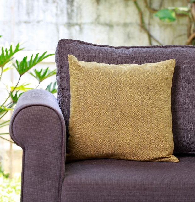 Chambray Cotton Cushion cover Yellow/Grey 16