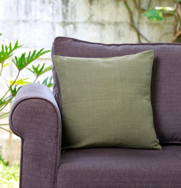 Chambray Cotton Cushion cover Iguana Green 16
