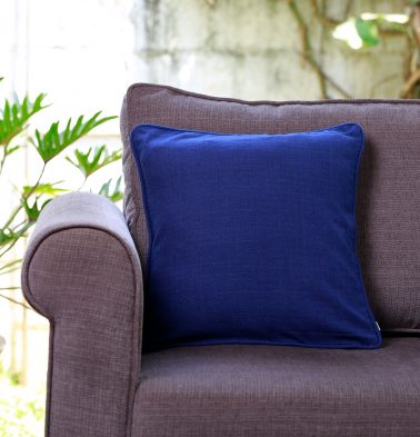 Chambray Cotton Cushion cover Indigo Blue With Piping 16x16