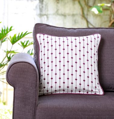 Diamond Lines Cotton Cushion Cover With Piping Violet 16x16