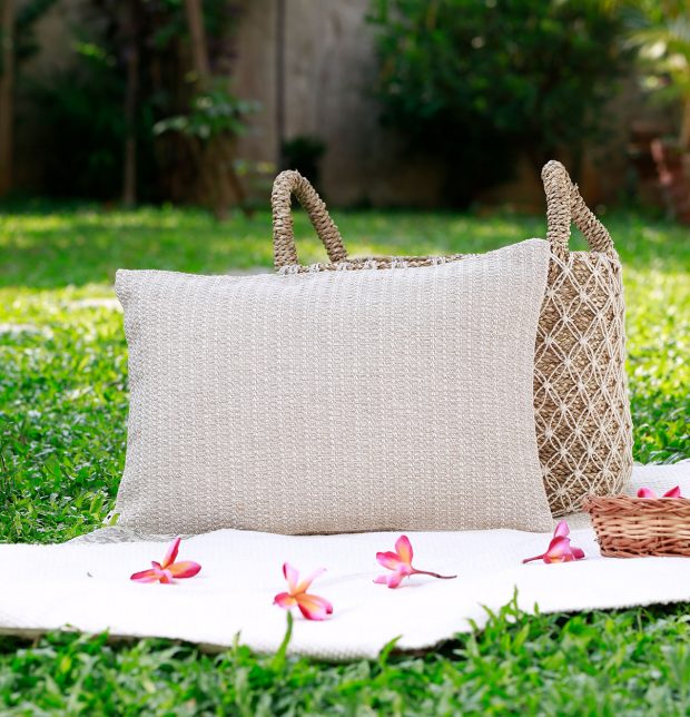 Handwoven Cotton Cushion cover Beige 12