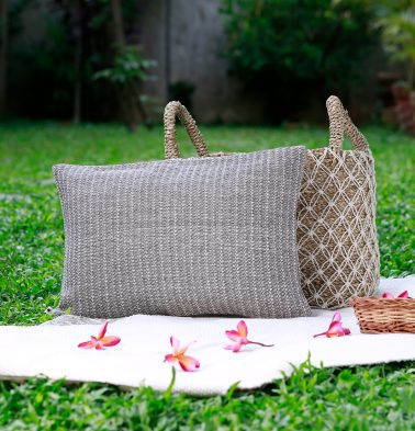 Handwoven Cotton Cushion cover Grey Line 12x18