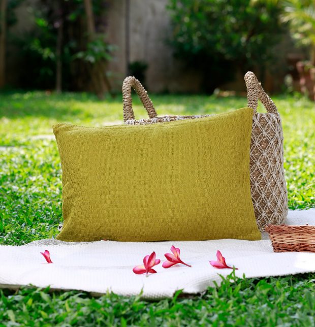 Handwoven Cotton Cushion Cover Apple Green 12