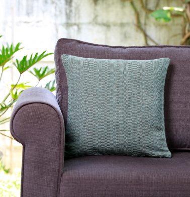 Handwoven Cotton  Jute Cushion Cover Blue/Grey 16″x16″