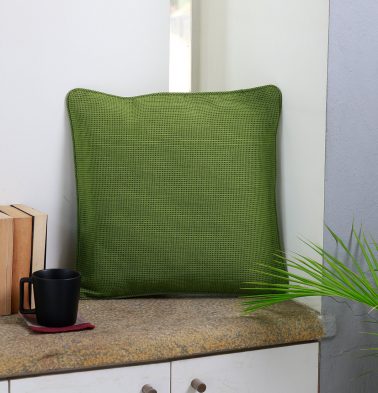 Handwoven Cotton Cushion cover Green with piping 18x18