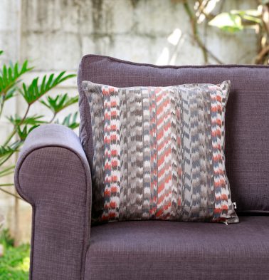 Ikat Cotton Cushion Cover Grey/Orange 16x16
