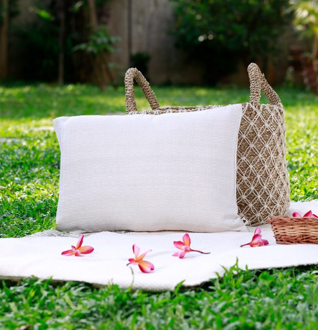Panama Weave Cotton Cushion Cover Creamy White 12