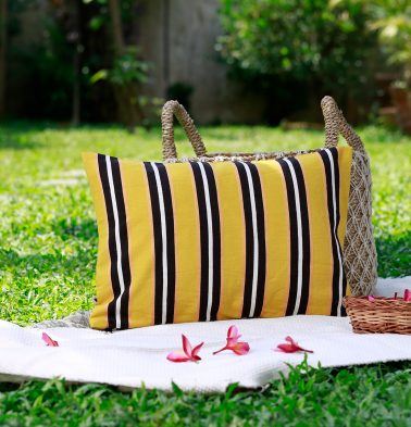 Retro Stripes Cotton Cushion Cover Yellow 12″x18″