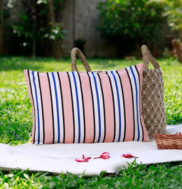 Retro Stripes Cotton Cushion Cover Peach 12