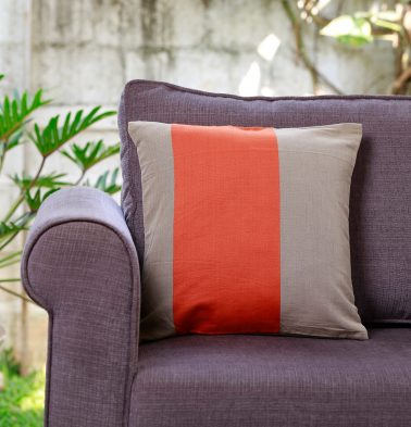 Striped Satin Cotton Cushion cover Beige/Orange 16″ x 16″