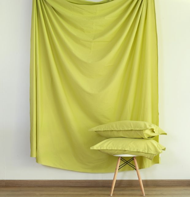 Solid Cotton Bed Sheet Lemon Green - With 2 pillow covers